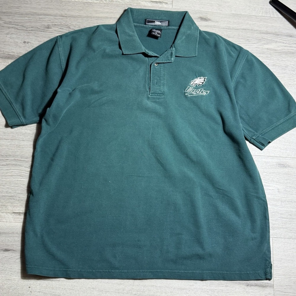 Philadelphia Eagles Polo Shirt XL Green NFL Pro Player Y2K Embroidered Logo - Picture 1 of 8
